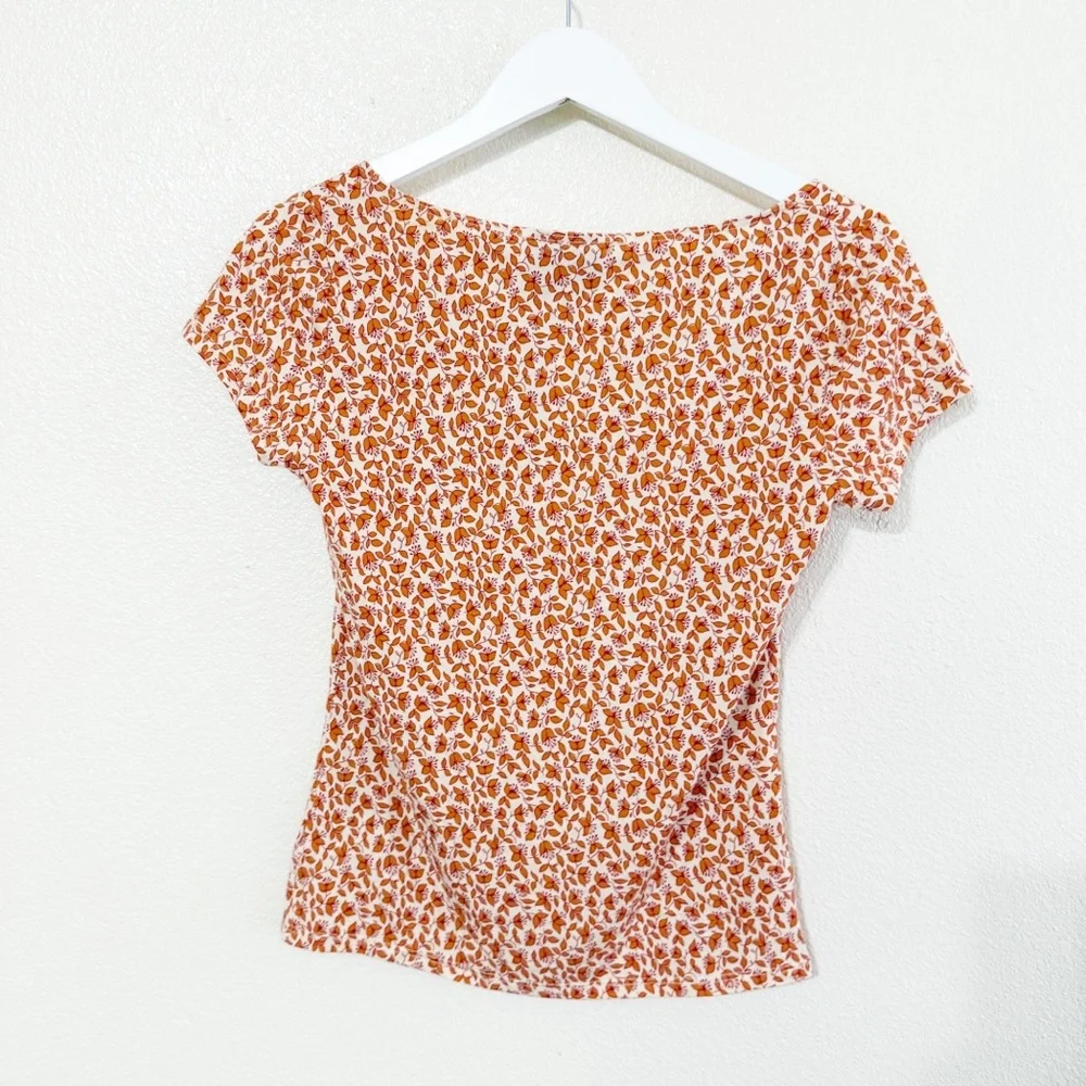 NWT Reformation Bardot Square Neck Knit Anthropologie Top in Mulberry Floral S - Picture 5 of 8